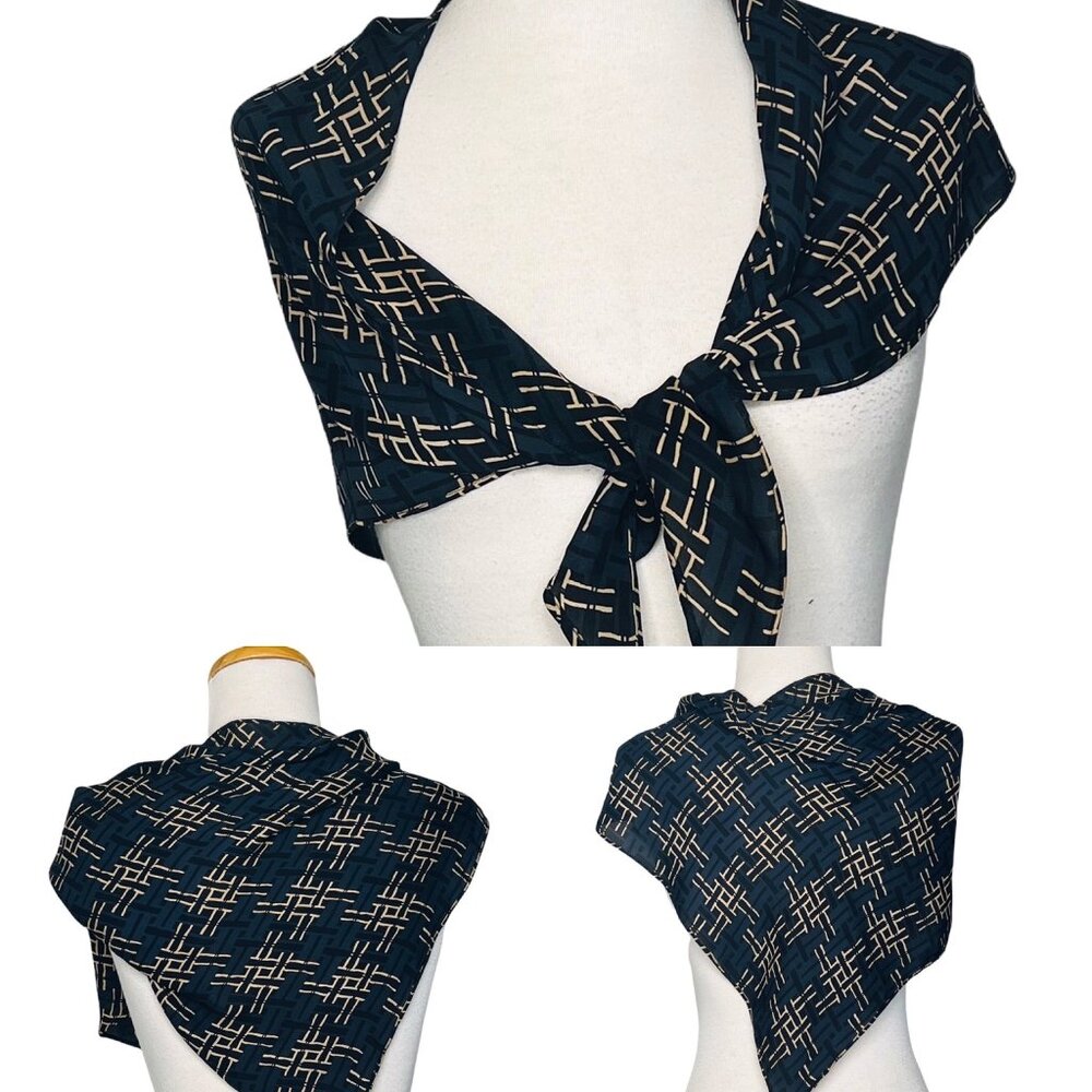 Vintage Carlisle Tweed Boucle Blazer Silk Blouse & Scarf 3 Pc Set Hong Kong Sz 6 - Picture 8 of 14